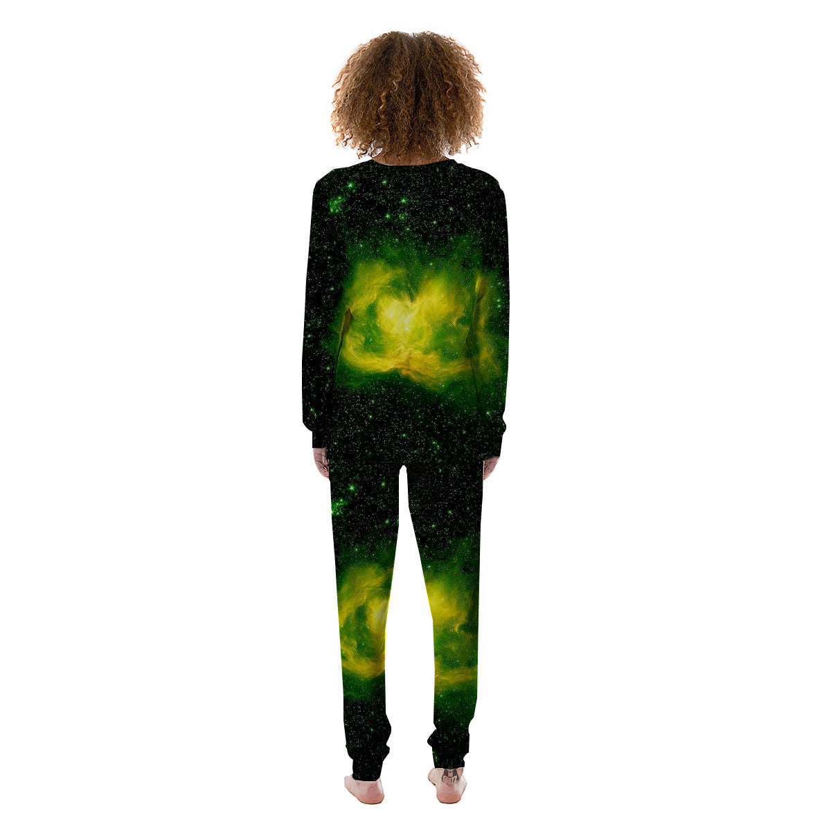 Galaxy Sparkle Green Print Women's Pajamas-grizzshop