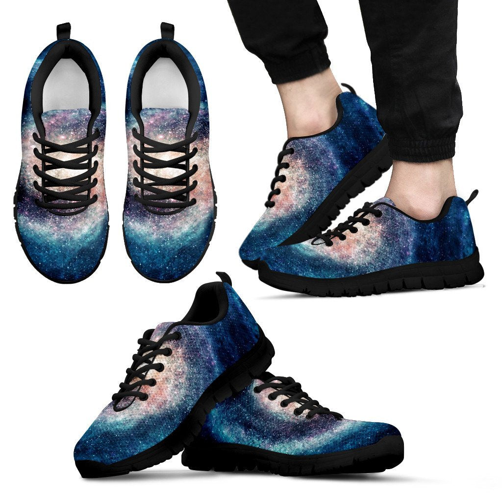 Galaxy Blue Milky Way Space Print Black Sneaker Shoes For Men Women-grizzshop