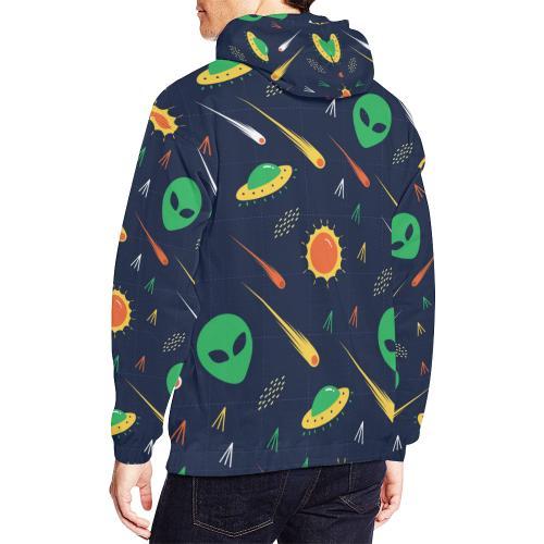 Galaxy Comet Alien Ufo Pattern Print Men Pullover Hoodie-grizzshop