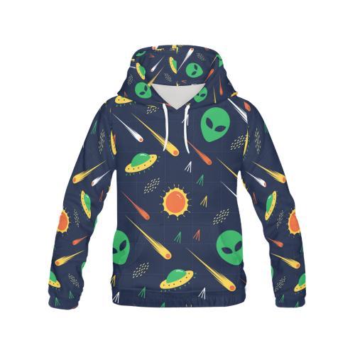 Galaxy Comet Alien Ufo Pattern Print Men Pullover Hoodie-grizzshop