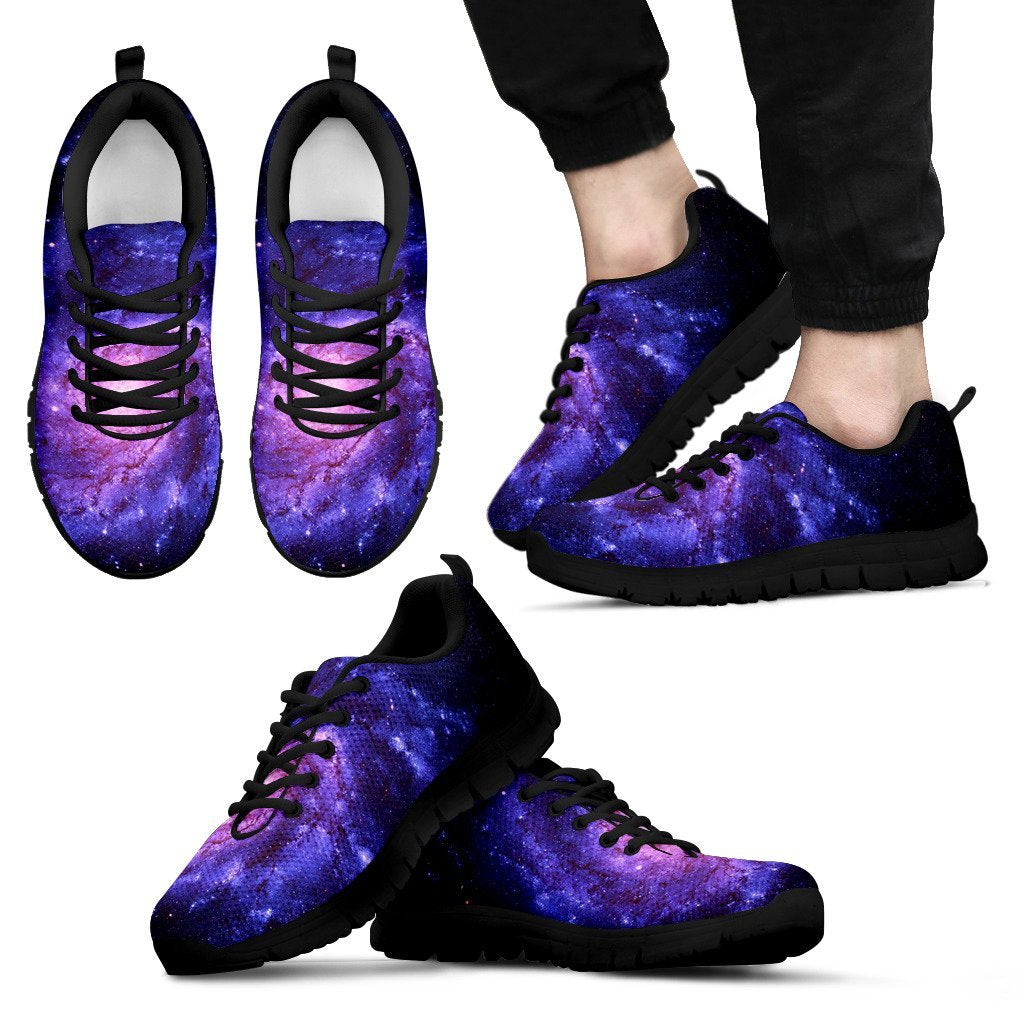 Galaxy Purple Milky Way Space Print Black Sneaker Shoes For Men Women-grizzshop