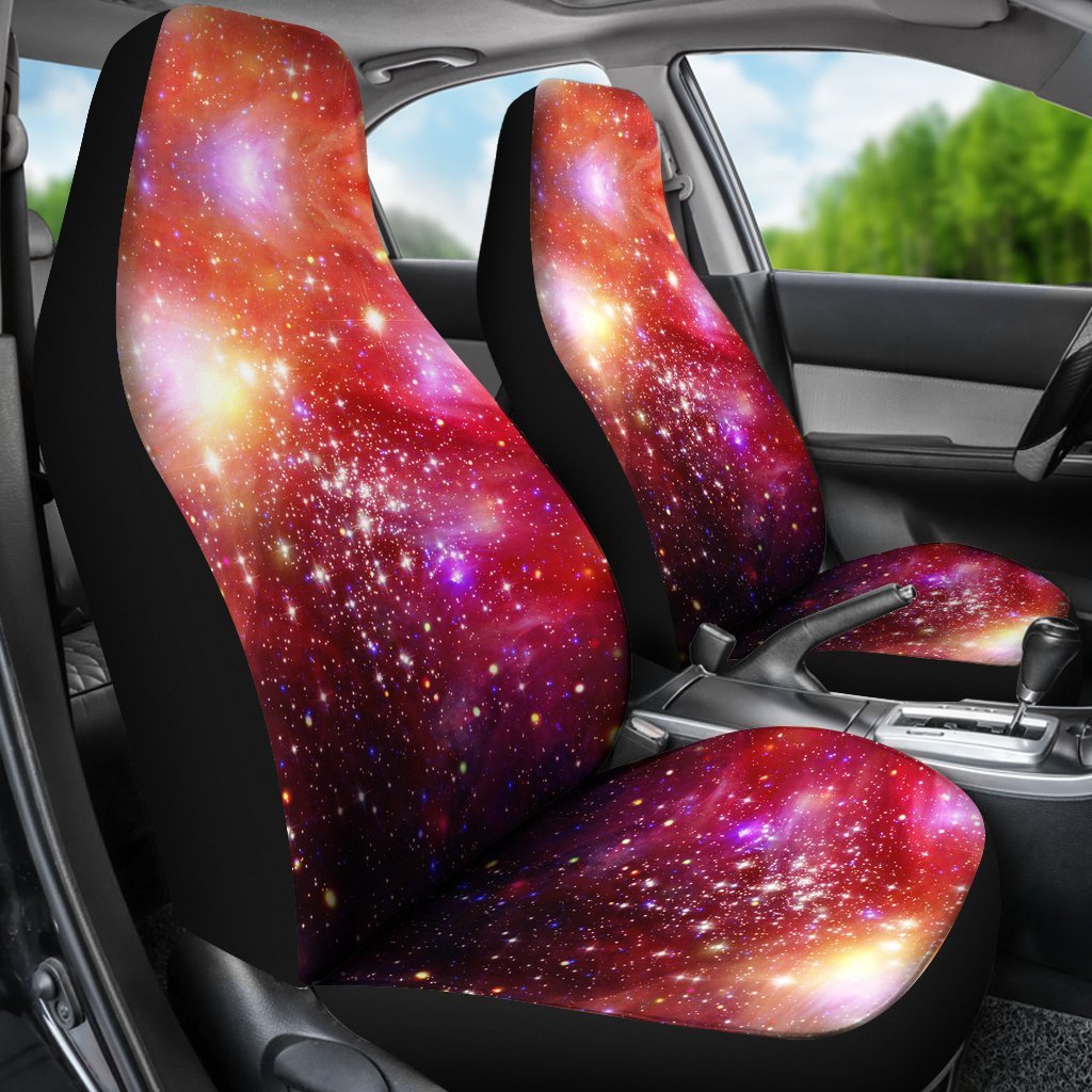 Galaxy Red Stardust Space Print Universal Fit Car Seat Cover-grizzshop