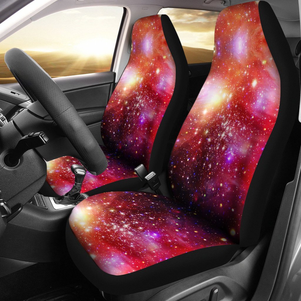 Galaxy Red Stardust Space Print Universal Fit Car Seat Cover-grizzshop
