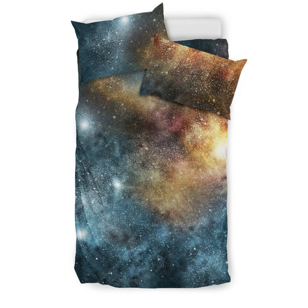 Galaxy Space Blue Stardust Print Duvet Cover Bedding Set-grizzshop
