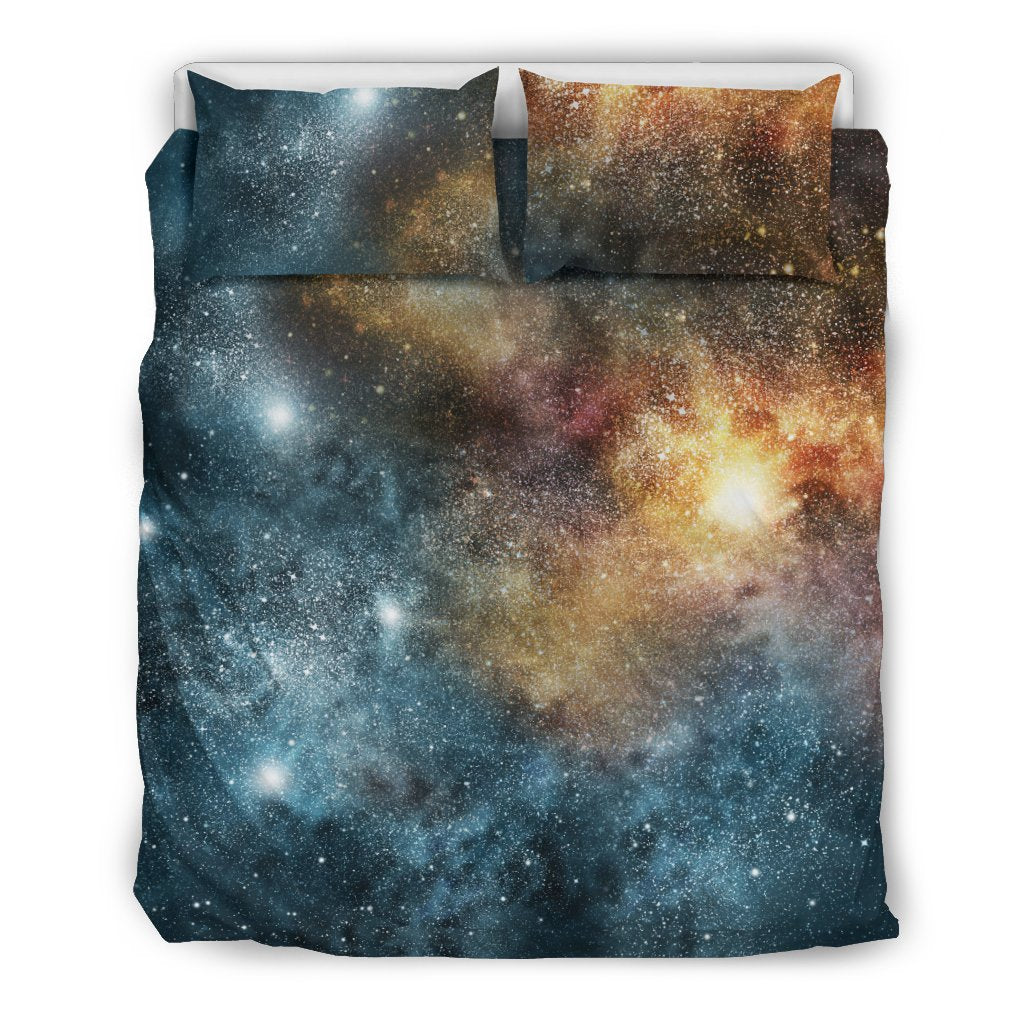 Galaxy Space Blue Stardust Print Duvet Cover Bedding Set-grizzshop