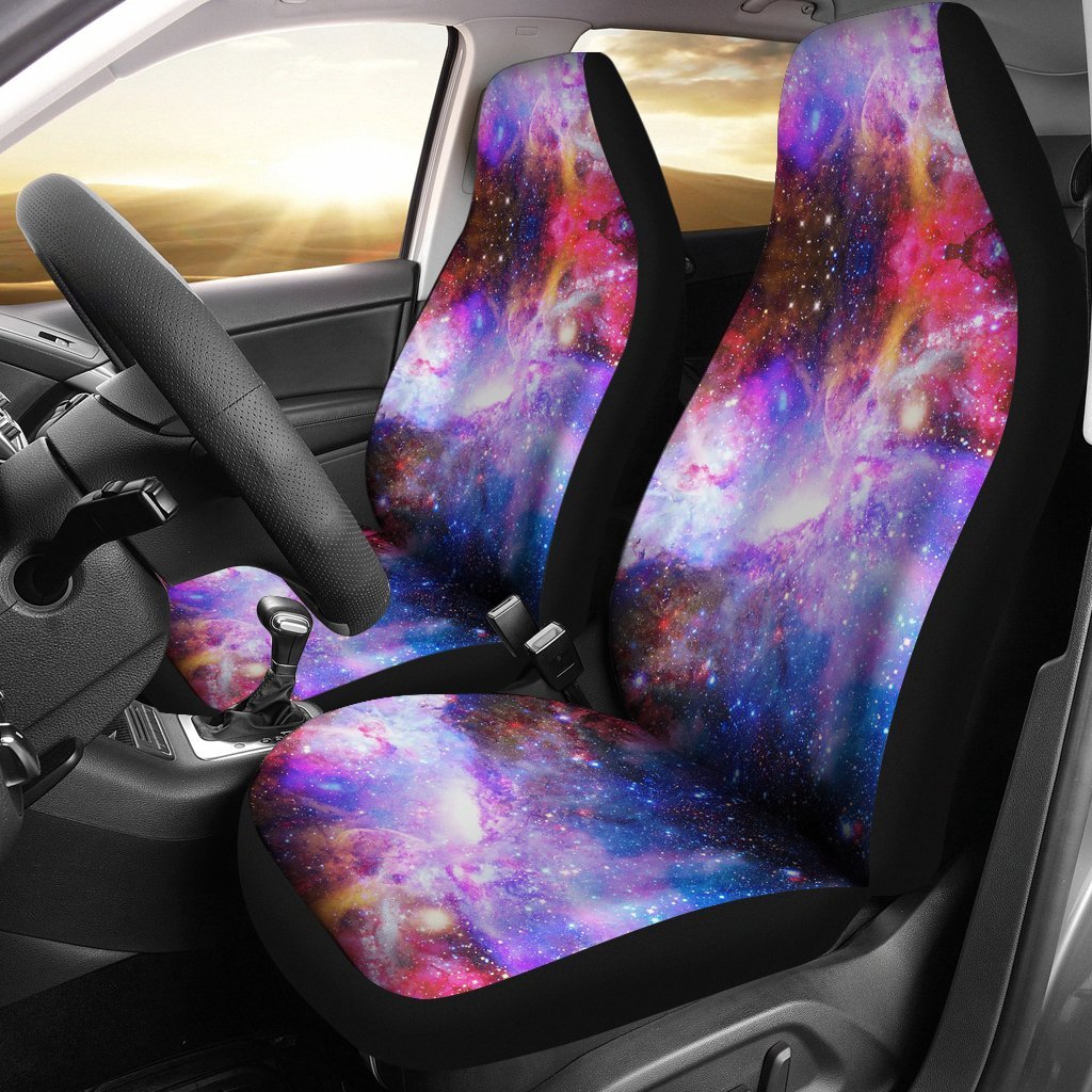 Galaxy Space Purple Stardust Print Universal Fit Car Seat Cover-grizzshop
