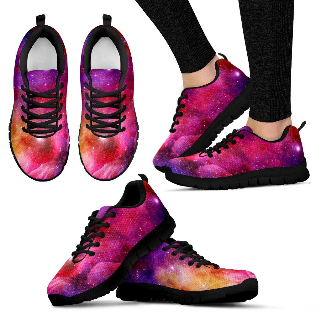Galaxy Space Stardust Print Black Sneaker Shoes For Men Women-grizzshop