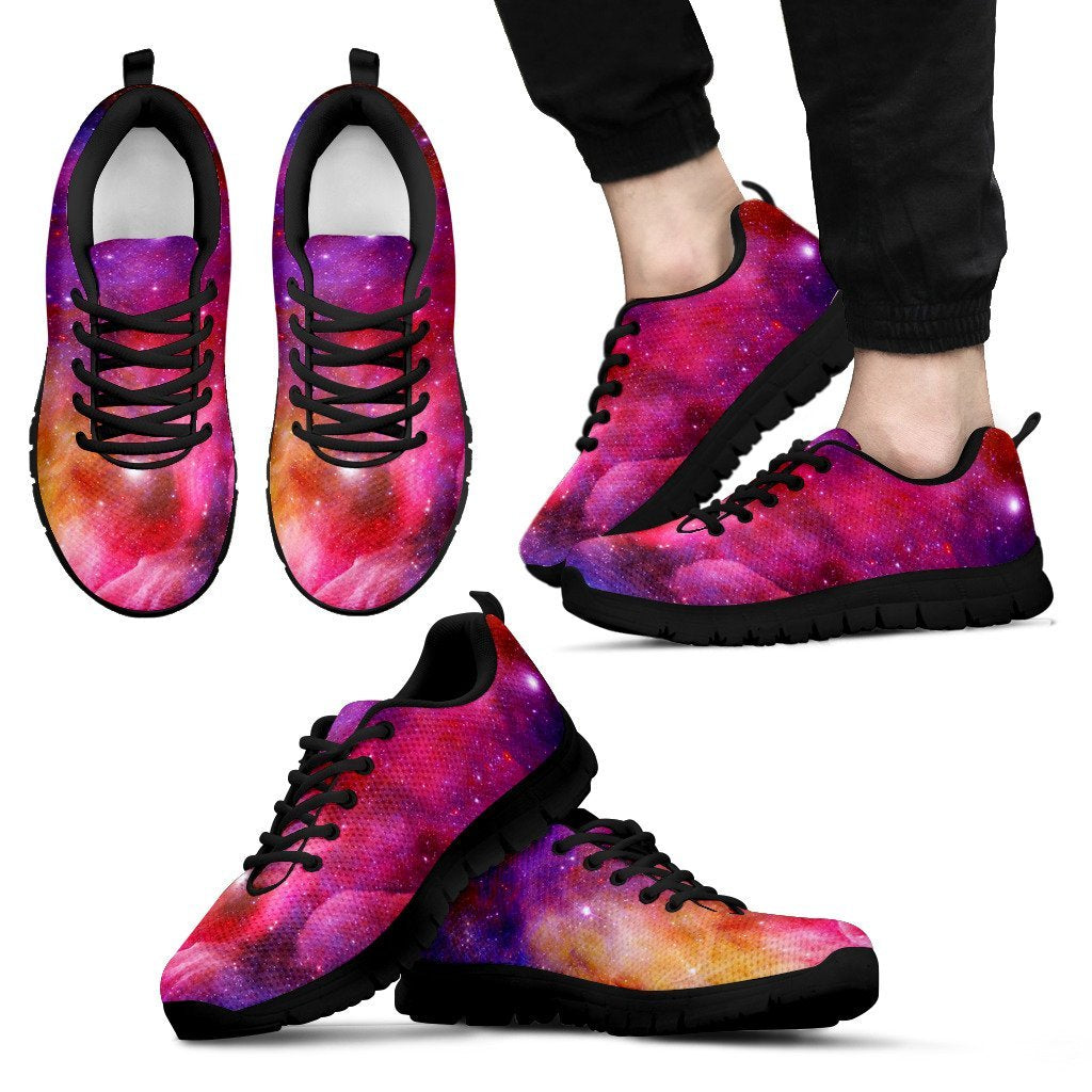 Galaxy Space Stardust Print Black Sneaker Shoes For Men Women-grizzshop