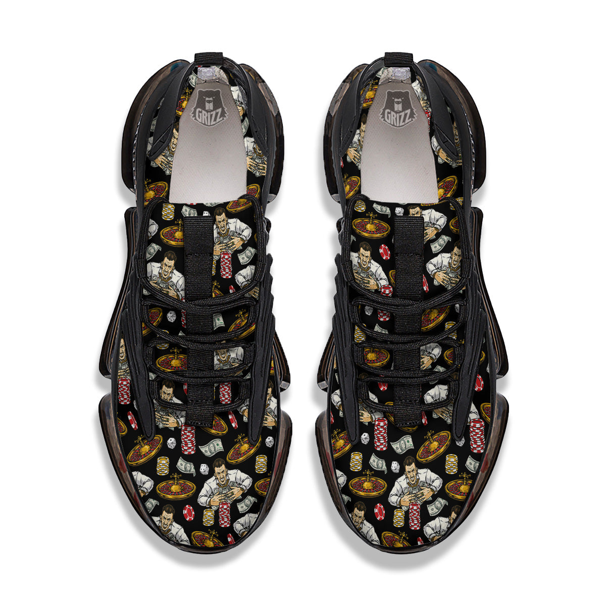 Gambling And Money Vintage Print Pattern Black Gym Shoes-grizzshop