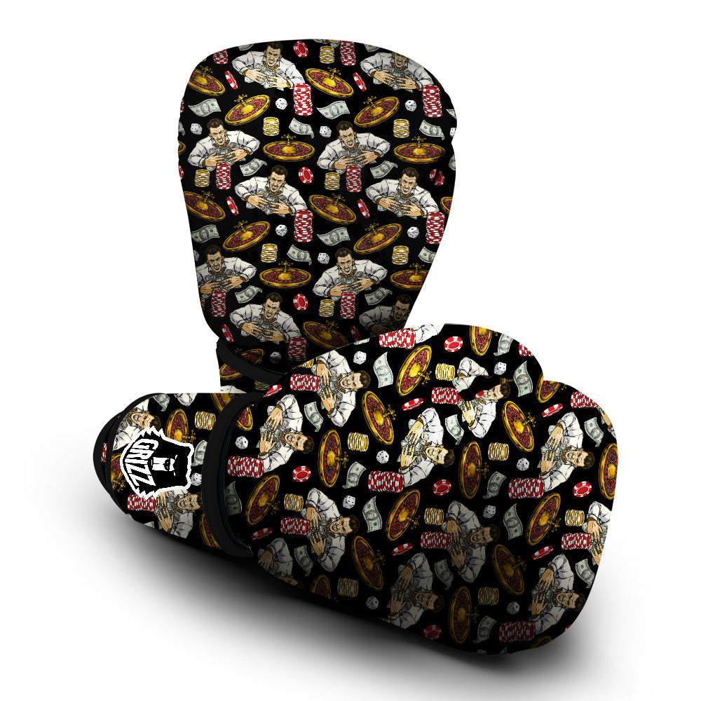 Gambling And Money Vintage Print Pattern Boxing Gloves-grizzshop