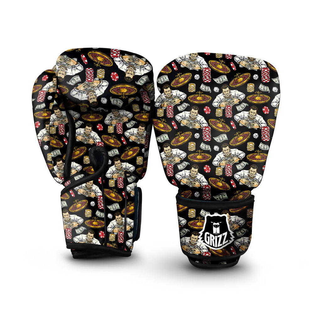 Gambling And Money Vintage Print Pattern Boxing Gloves-grizzshop