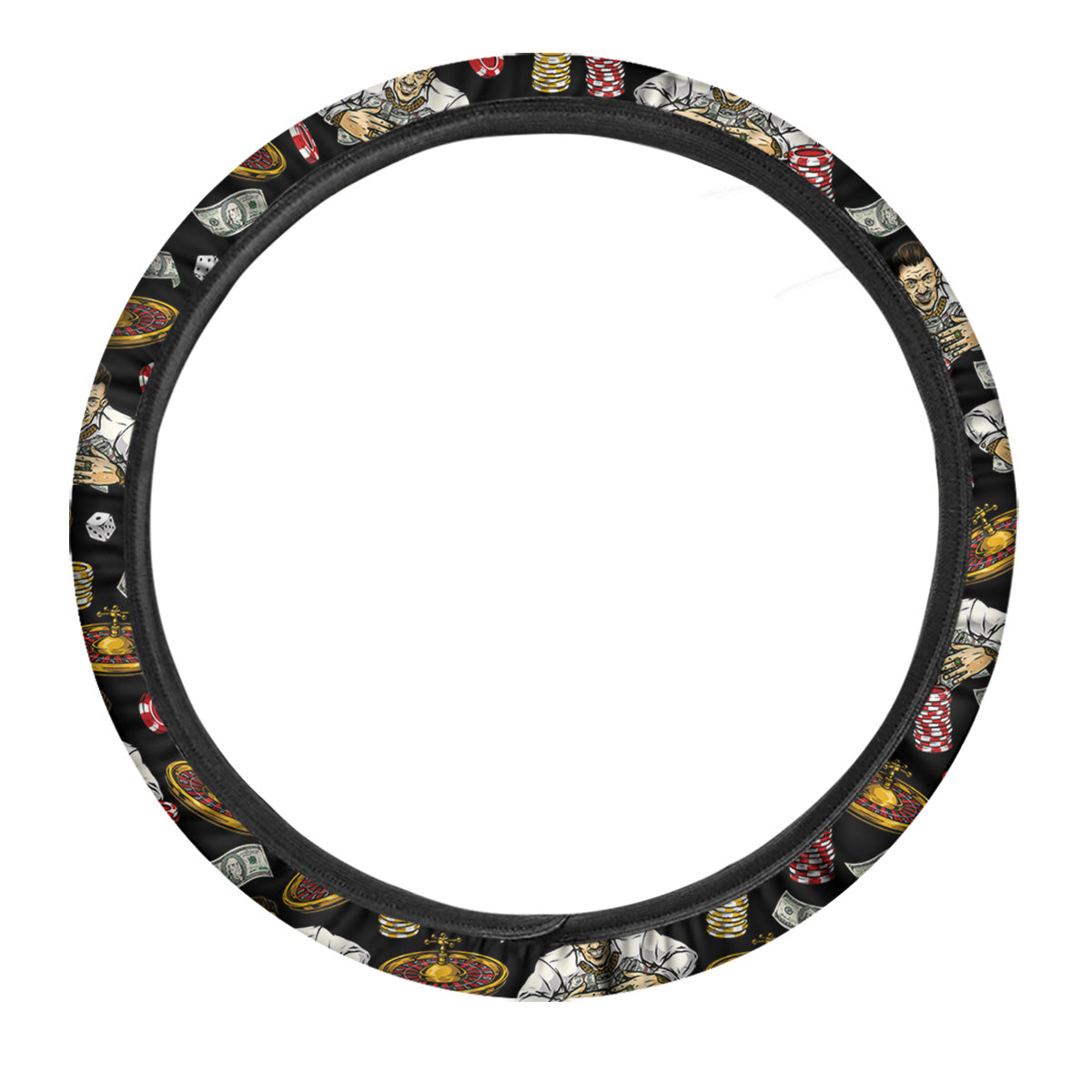 Gambling And Money Vintage Print Pattern Car Steering Wheel Cover-grizzshop