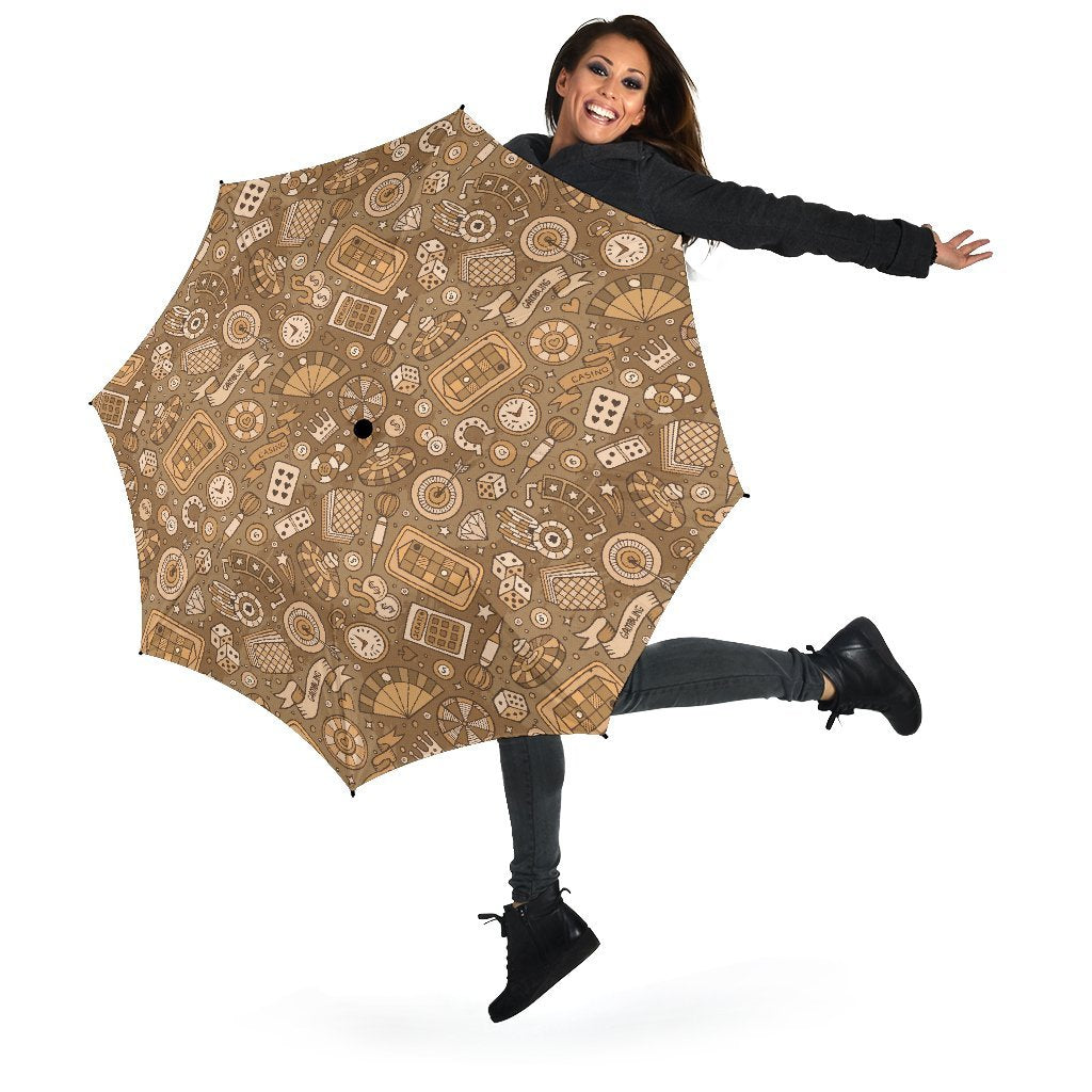 Gambling Poker Pattern Print Automatic Foldable Umbrella-grizzshop