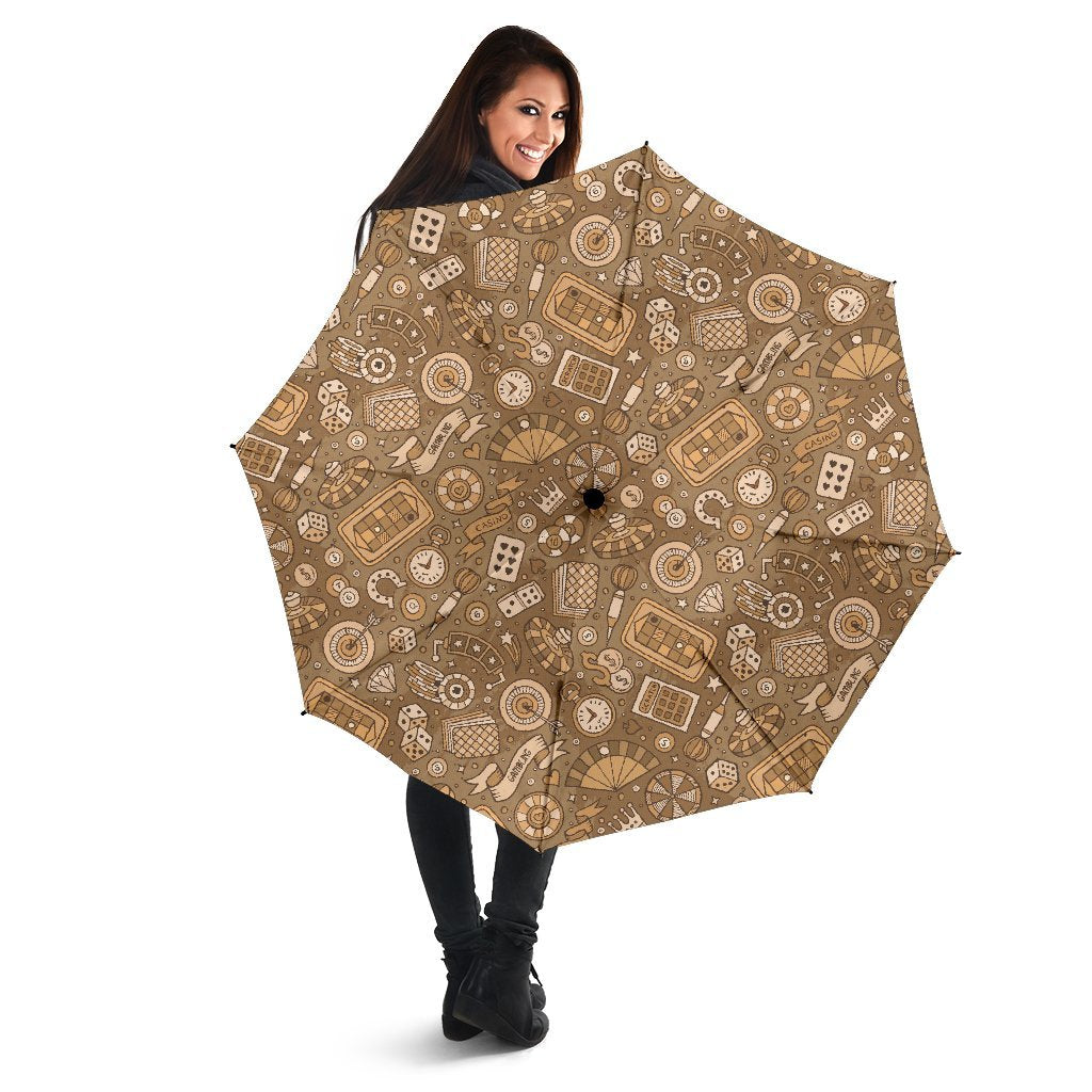 Gambling Poker Pattern Print Automatic Foldable Umbrella-grizzshop