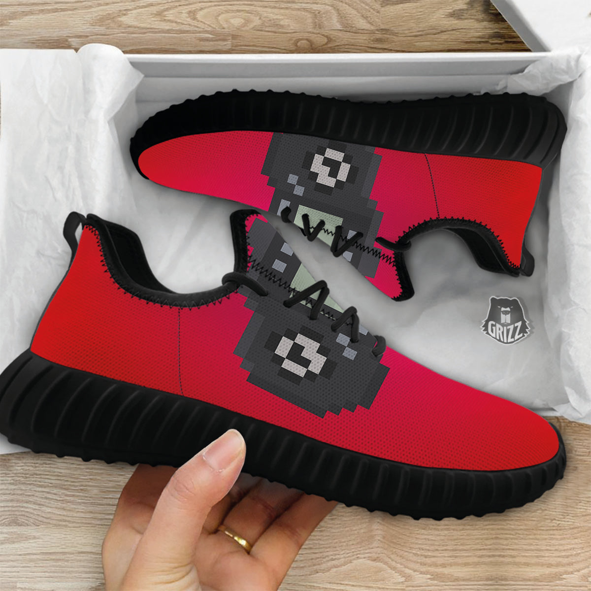 Game Items 8-Bit Pixel Print Black Walking Shoes-grizzshop