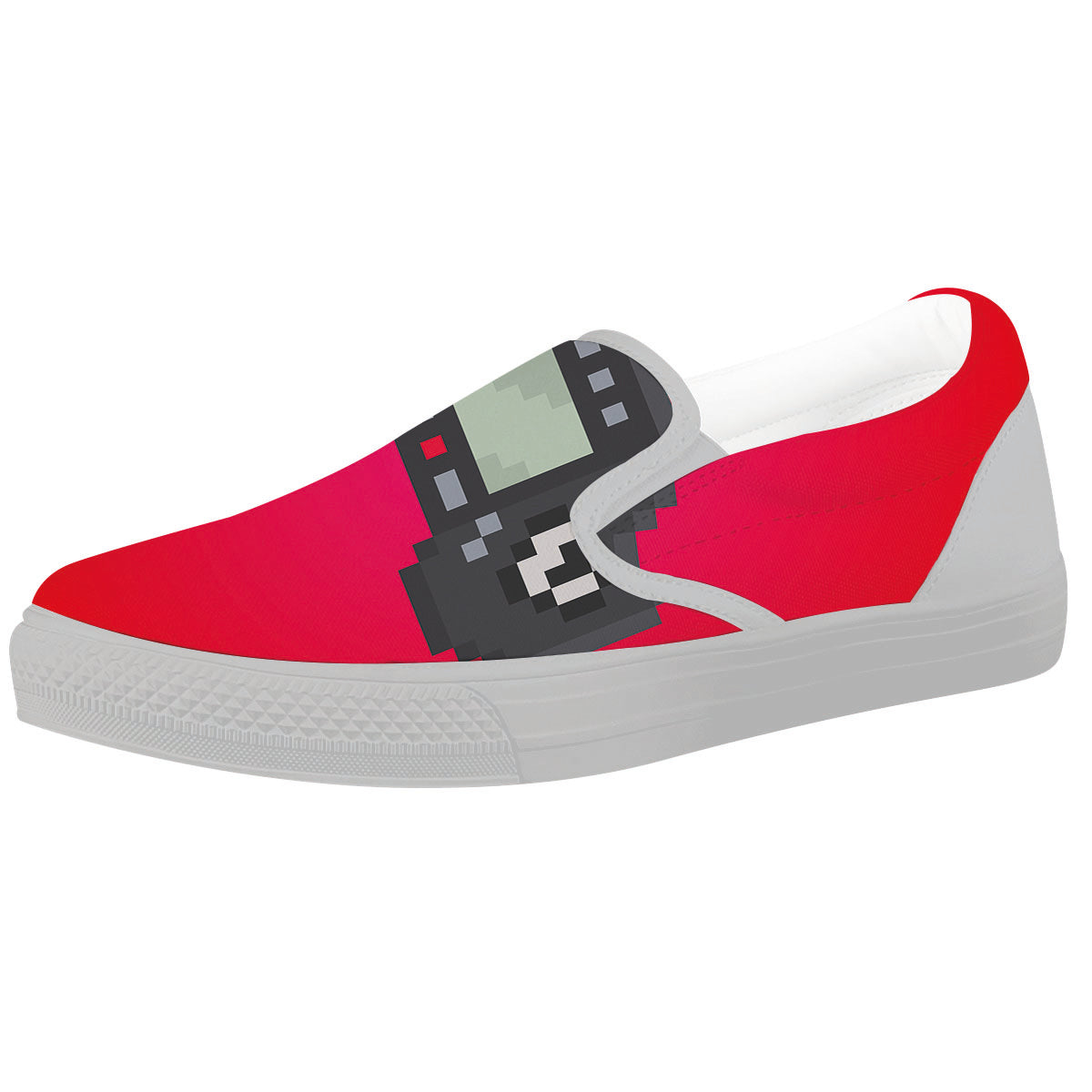 Game Items 8-Bit Pixel Print White Slip On Shoes-grizzshop