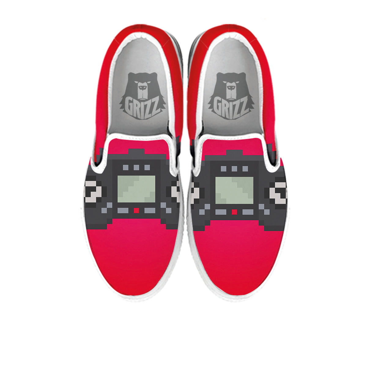 Game Items 8-Bit Pixel Print White Slip On Shoes-grizzshop