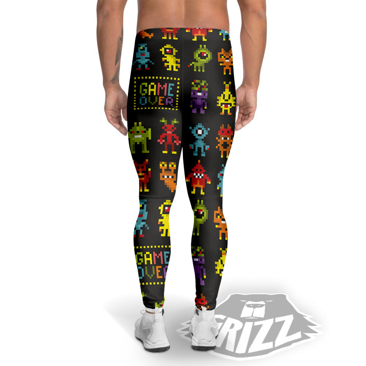 Game Monsters 8-Bit Video Print Pattern Men's Leggings-grizzshop