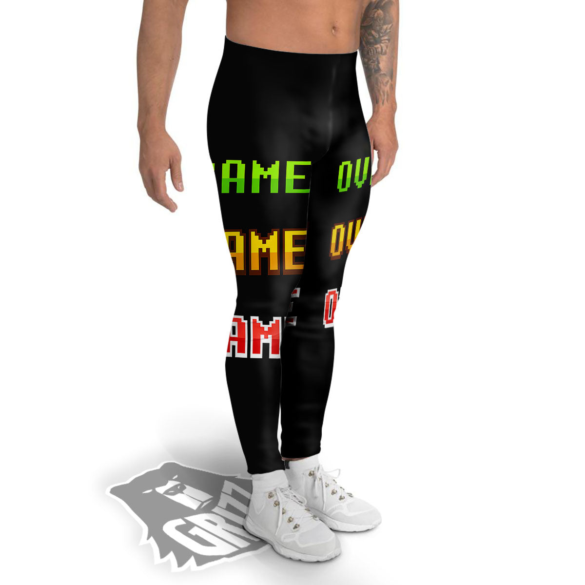 Game Over 8-Bit Print Men's Leggings-grizzshop