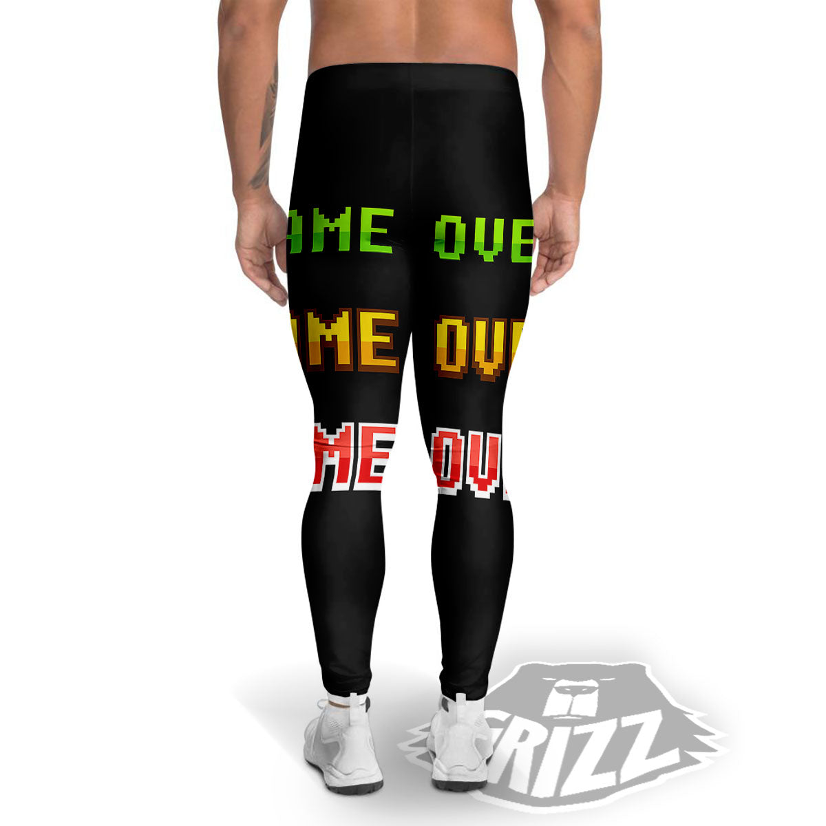 Game Over 8-Bit Print Men's Leggings-grizzshop