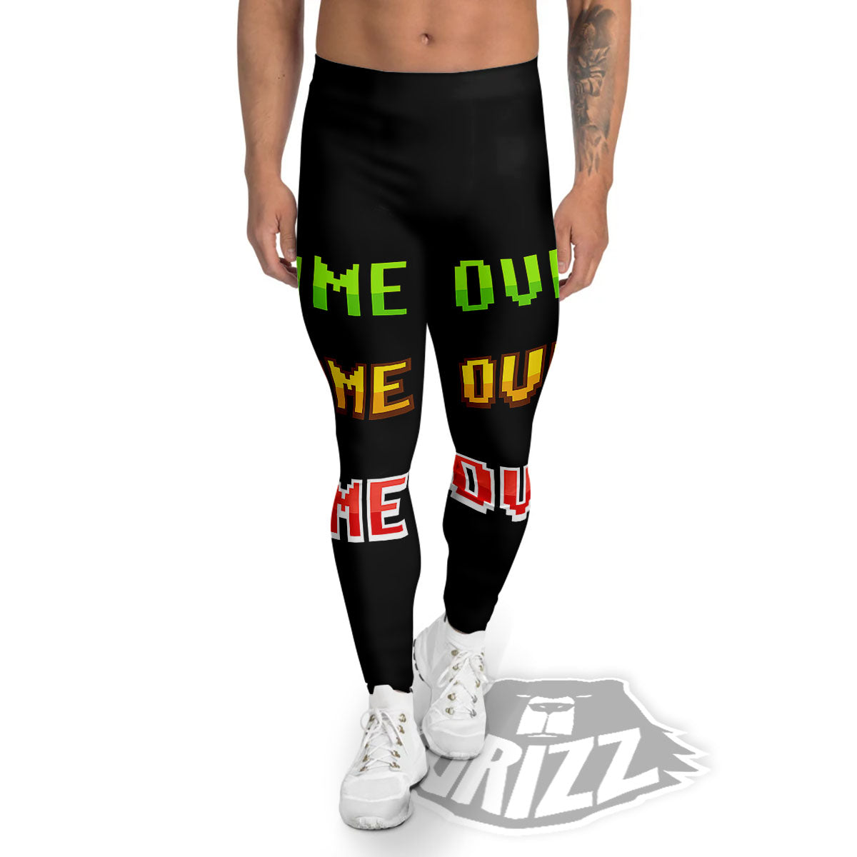 Game Over 8-Bit Print Men's Leggings-grizzshop