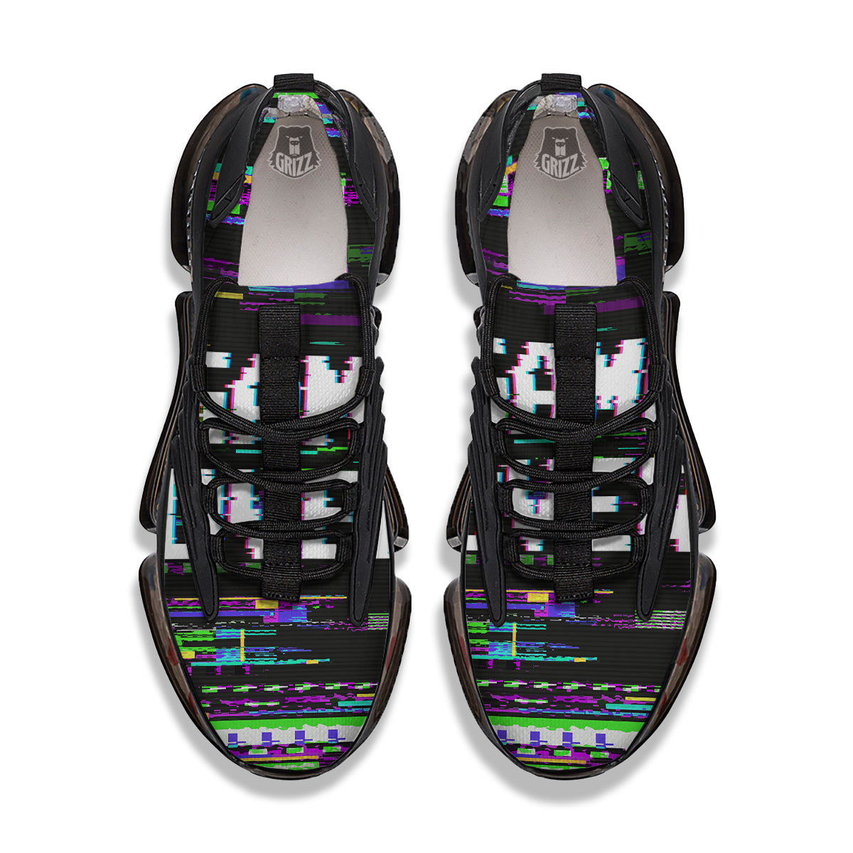 Game Over Text Glitch Effect Print Black Gym Shoes-grizzshop