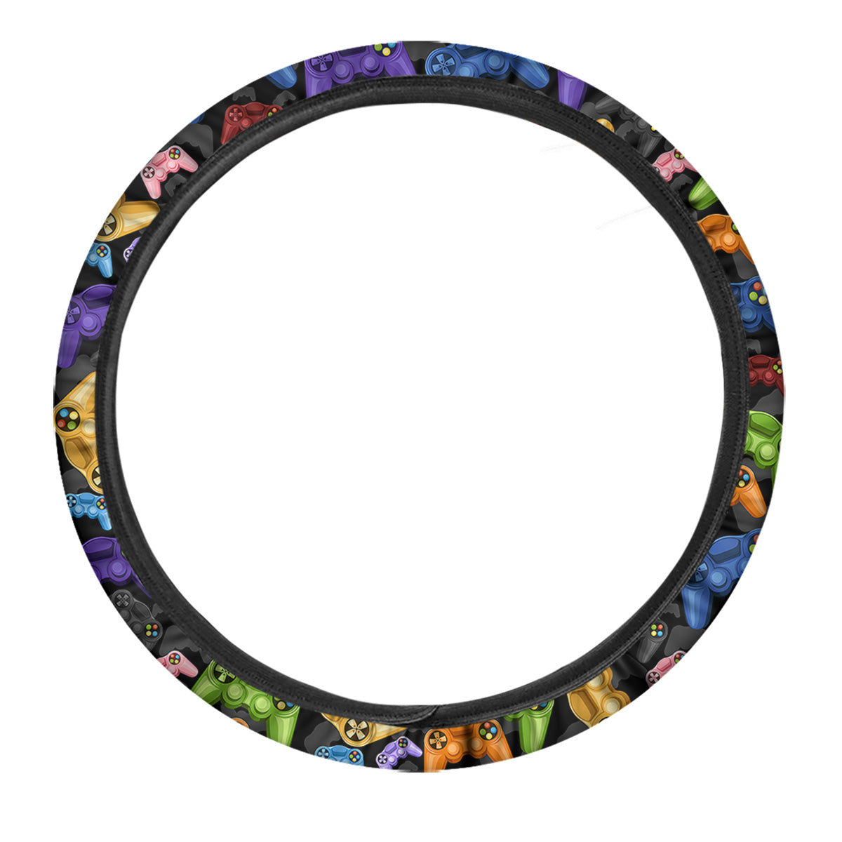 Game Pads Colorful Print Pattern Car Steering Wheel Cover-grizzshop