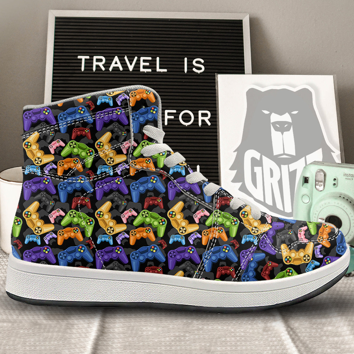 Game Pads Colorful Print Pattern High Top Sneakers-grizzshop