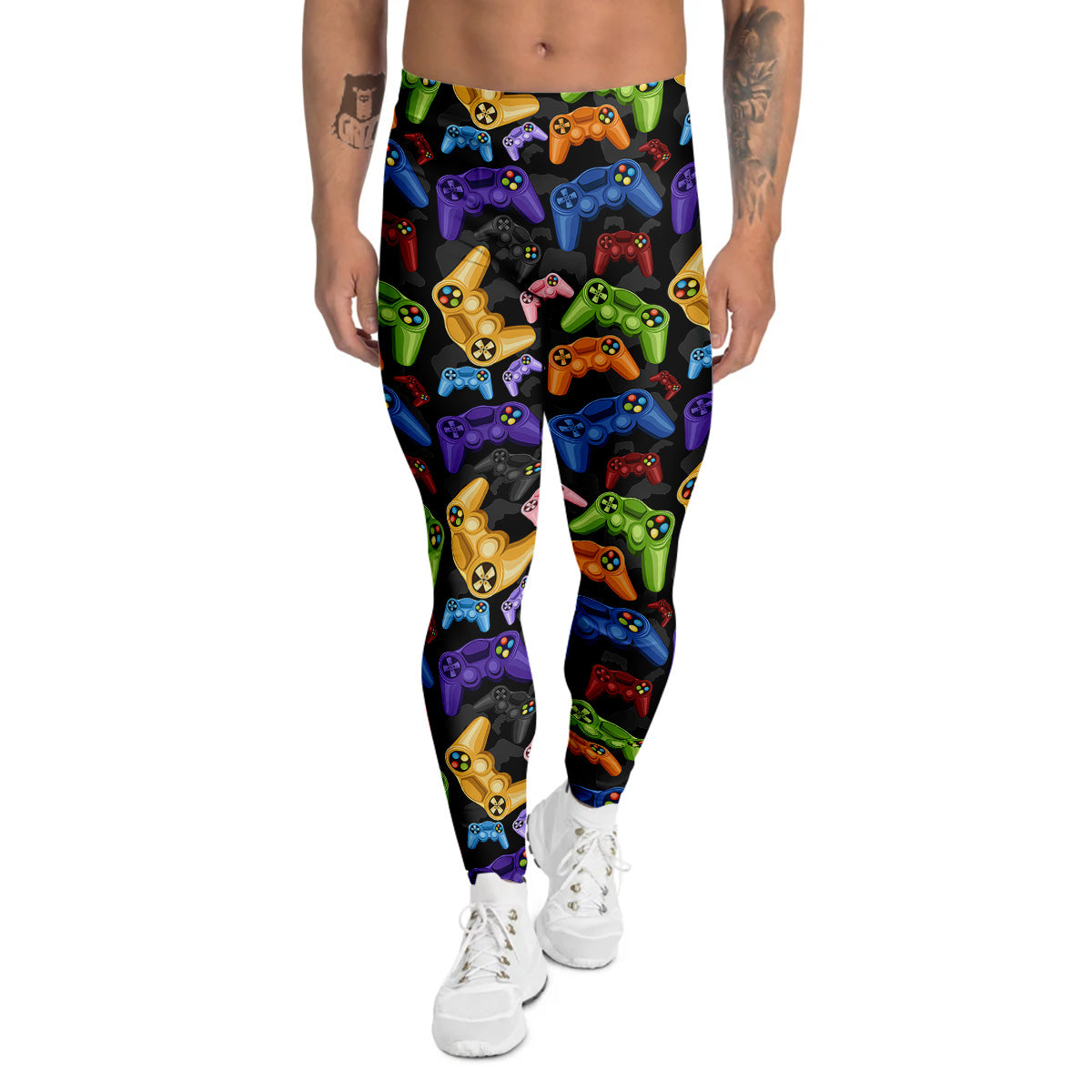 Game Pads Colorful Print Pattern Men's Leggings-grizzshop