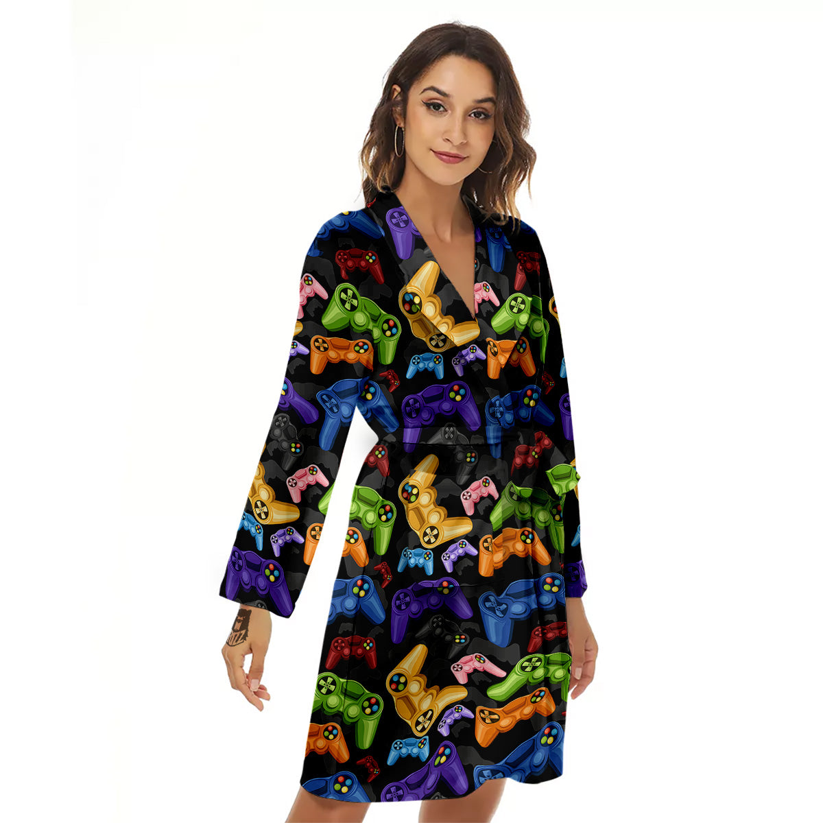 Game Pads Colorful Print Pattern Women's Robe-grizzshop