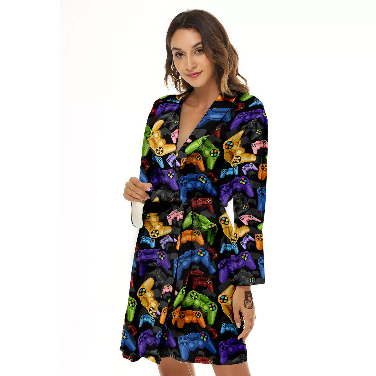 Game Pads Colorful Print Pattern Women's Robe-grizzshop