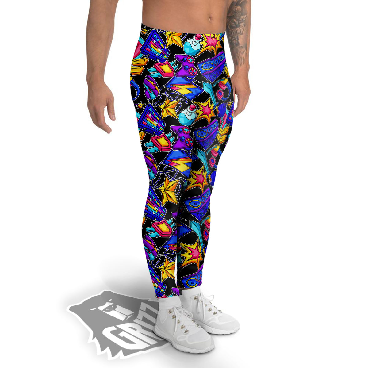 Gaming Items Colorful Print Pattern Men's Leggings-grizzshop