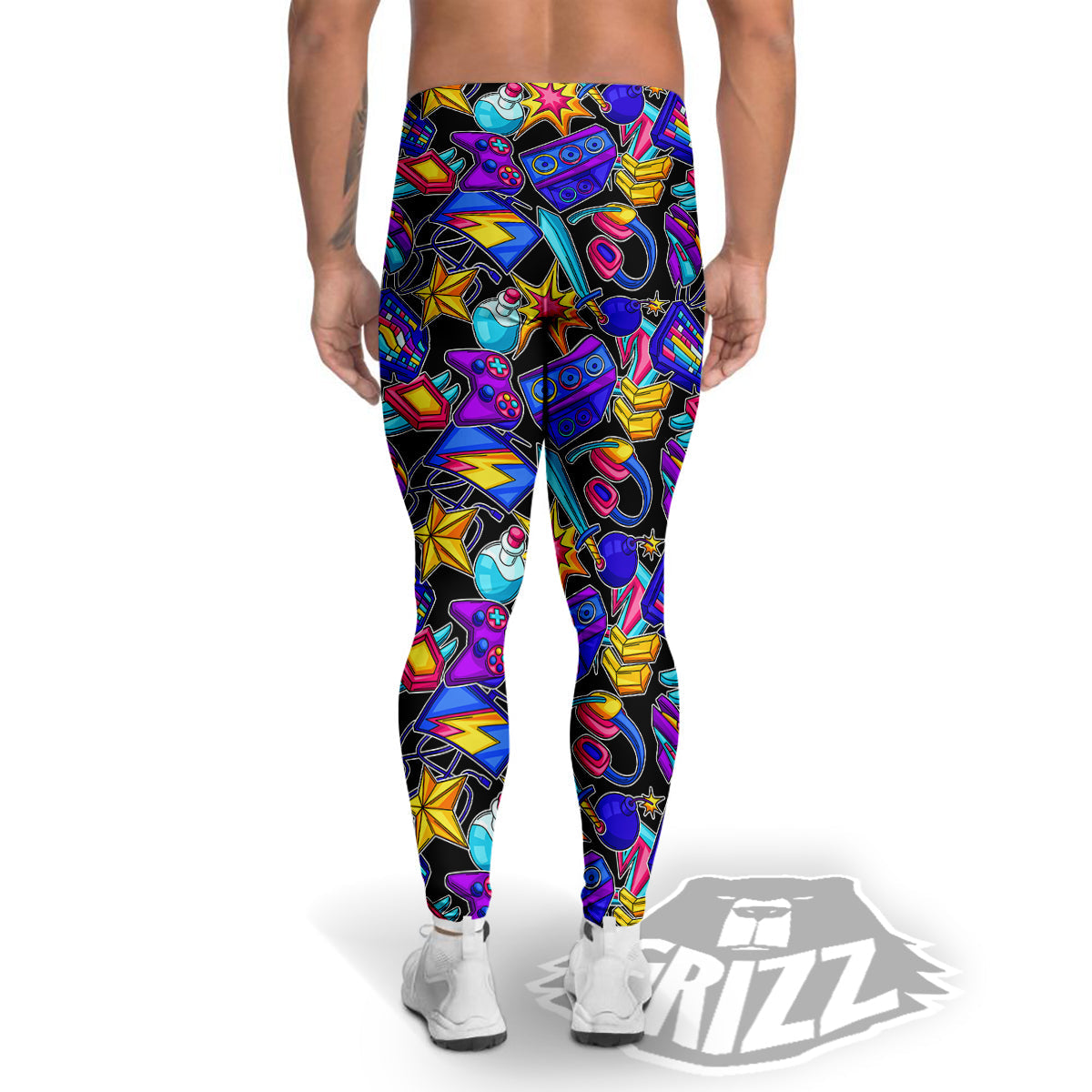 Gaming Items Colorful Print Pattern Men's Leggings-grizzshop