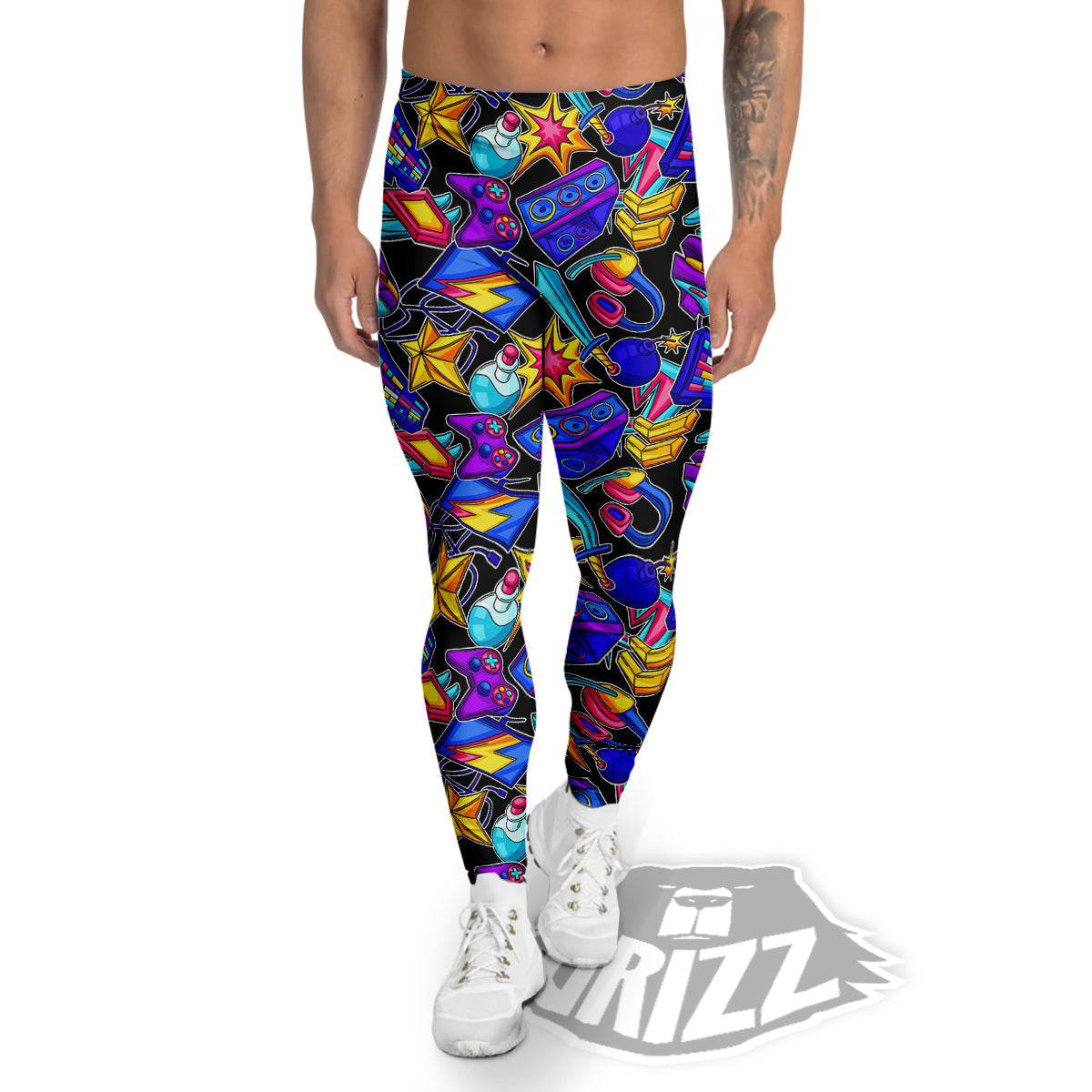 Gaming Items Colorful Print Pattern Men's Leggings-grizzshop