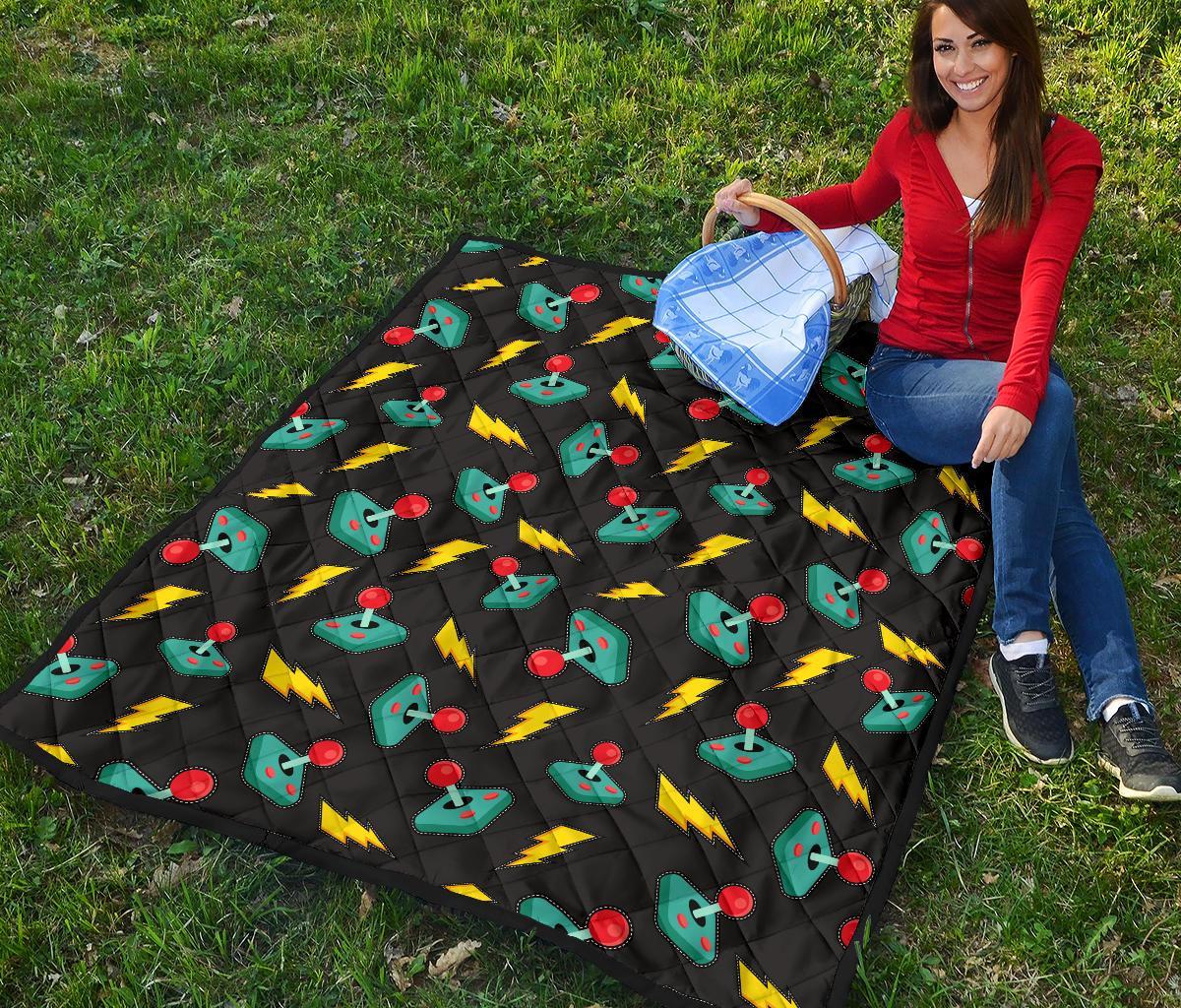 Gaming Joystick Pattern Print Quilt-grizzshop