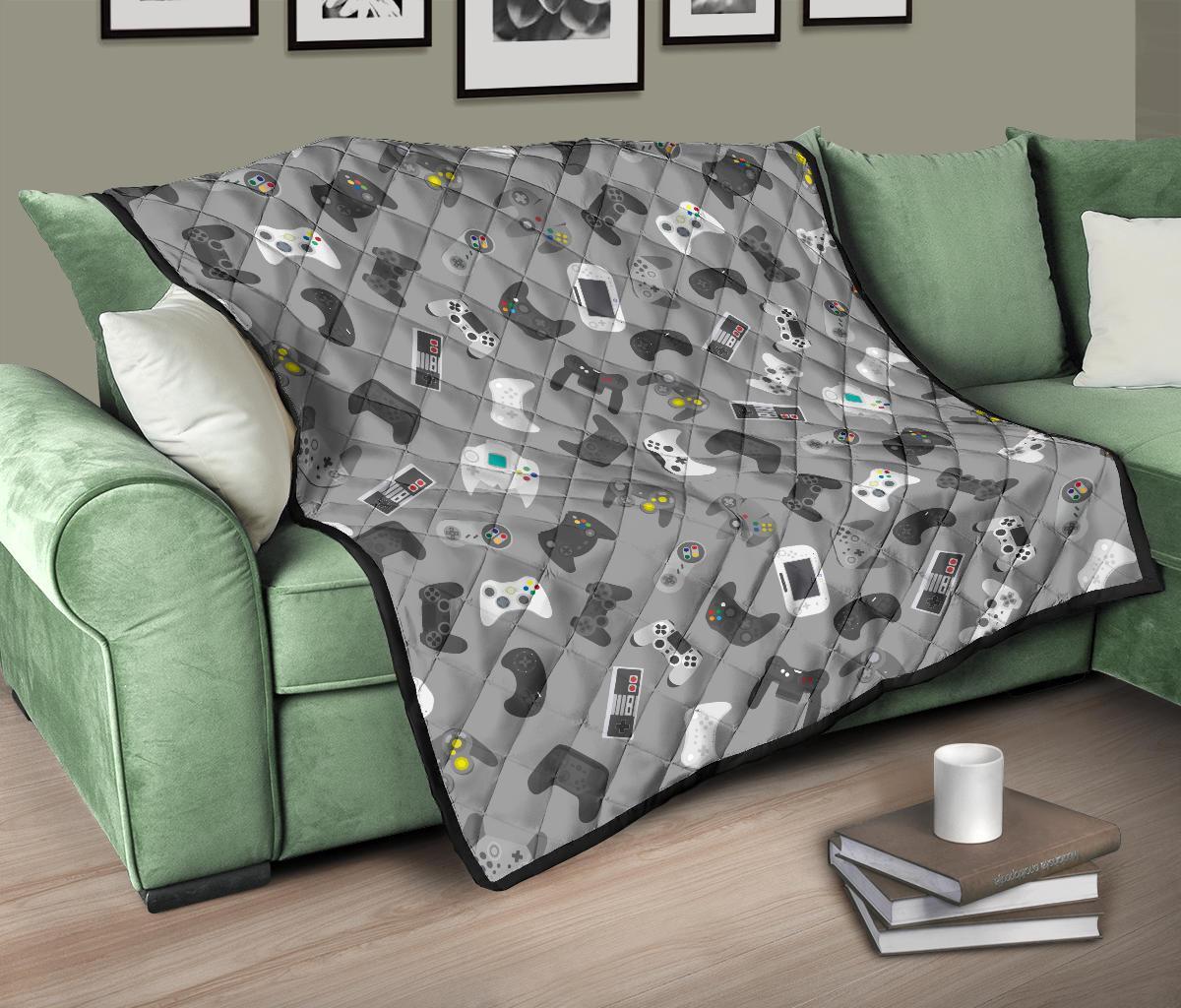Gaming Joystick Print Pattern Quilt-grizzshop