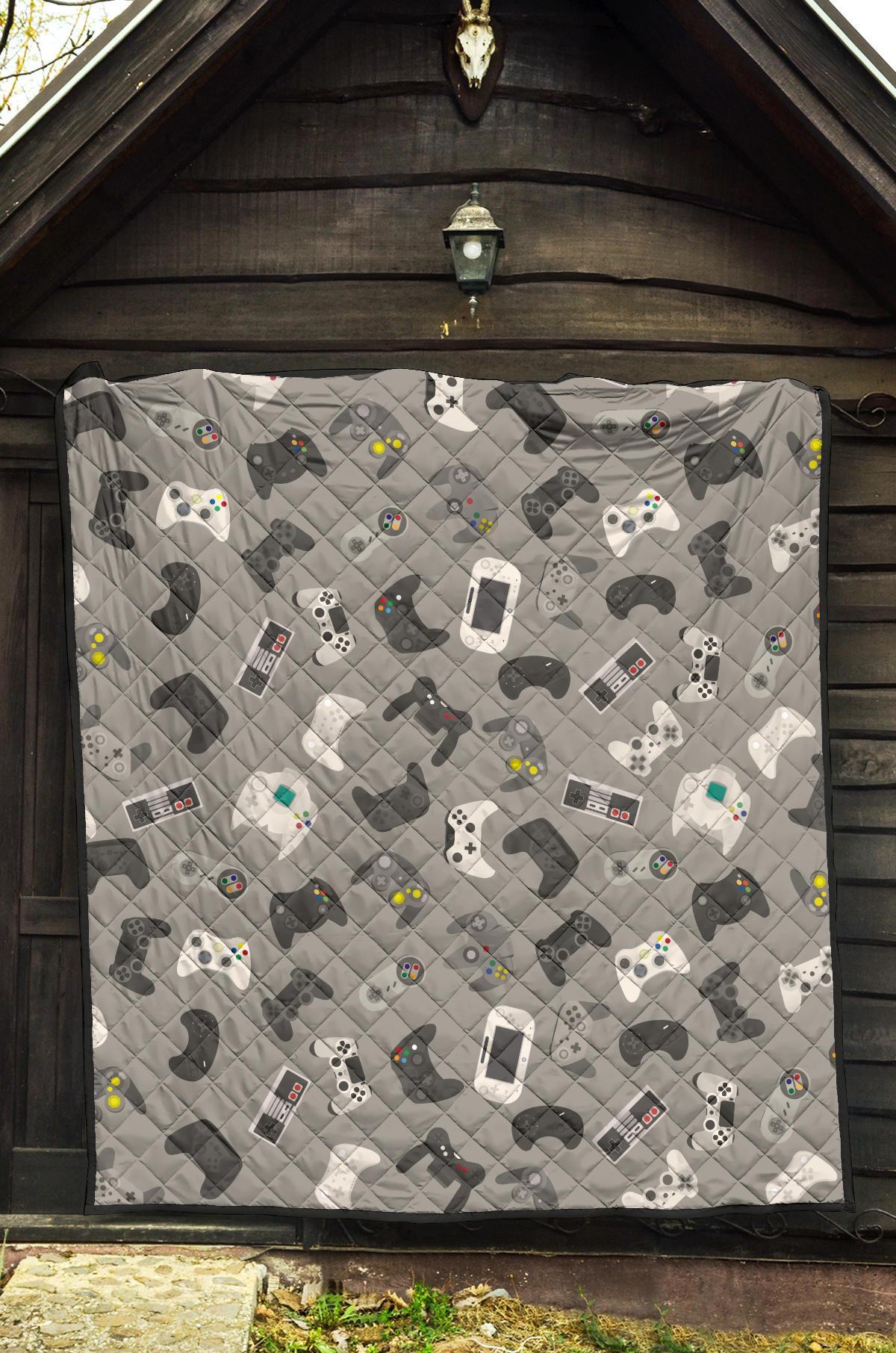 Gaming Joystick Print Pattern Quilt-grizzshop