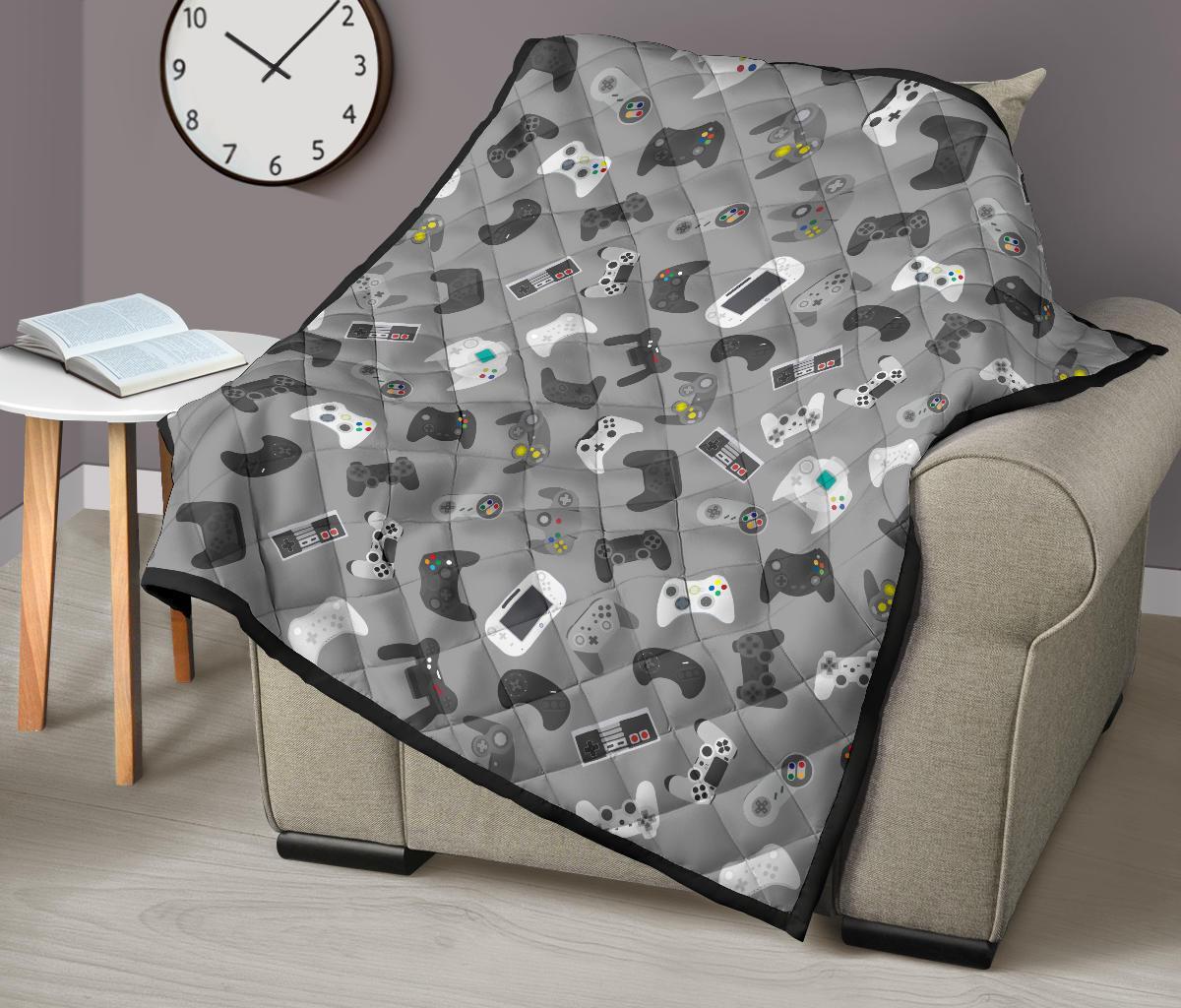 Gaming Joystick Print Pattern Quilt-grizzshop