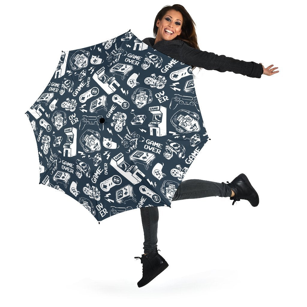 Gaming Pattern Print Automatic Foldable Umbrella-grizzshop