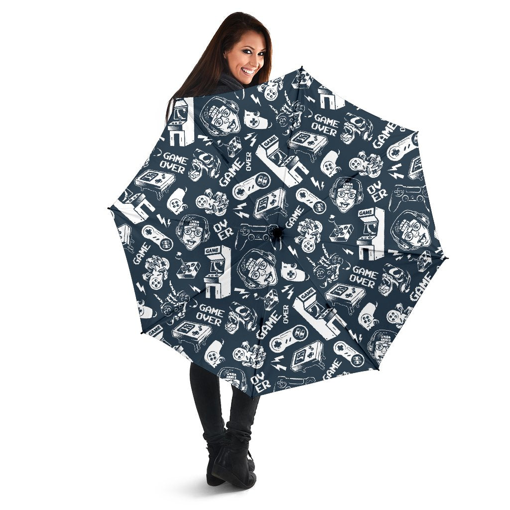 Gaming Pattern Print Automatic Foldable Umbrella-grizzshop