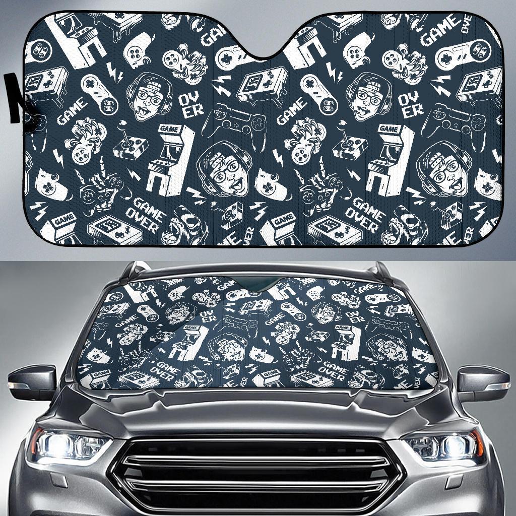 Gaming Pattern Print Car Sun Shade-grizzshop