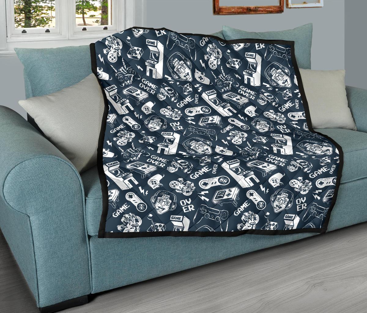 Gaming Pattern Print Quilt-grizzshop