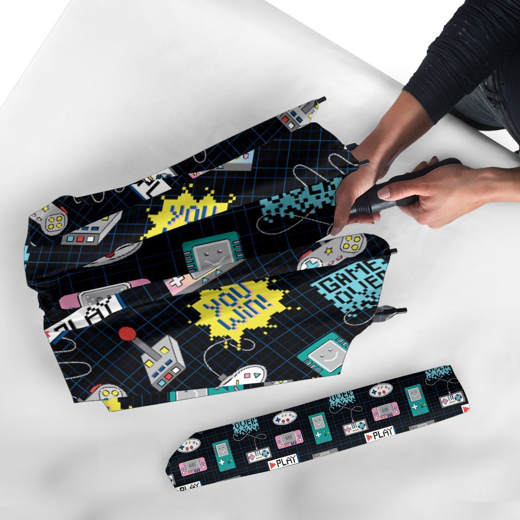 Gaming Print Pattern Automatic Foldable Umbrella-grizzshop