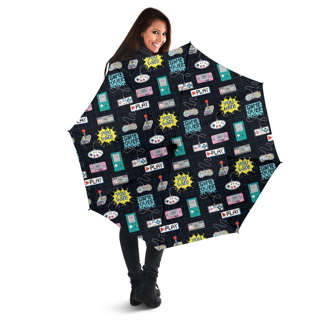 Gaming Print Pattern Automatic Foldable Umbrella-grizzshop