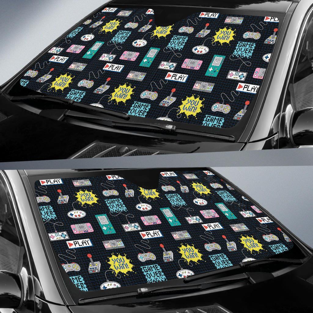 Gaming Print Pattern Car Sun Shade-grizzshop
