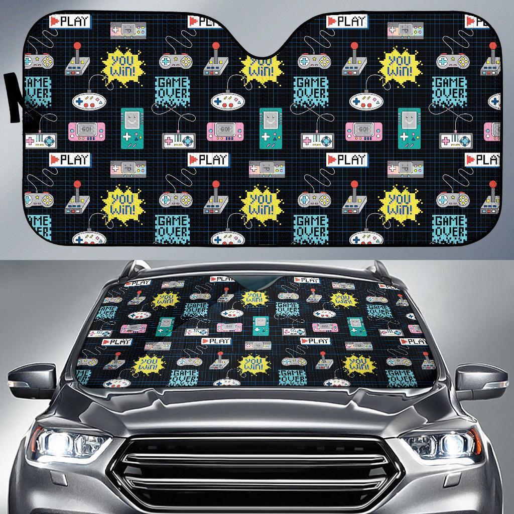 Gaming Print Pattern Car Sun Shade-grizzshop