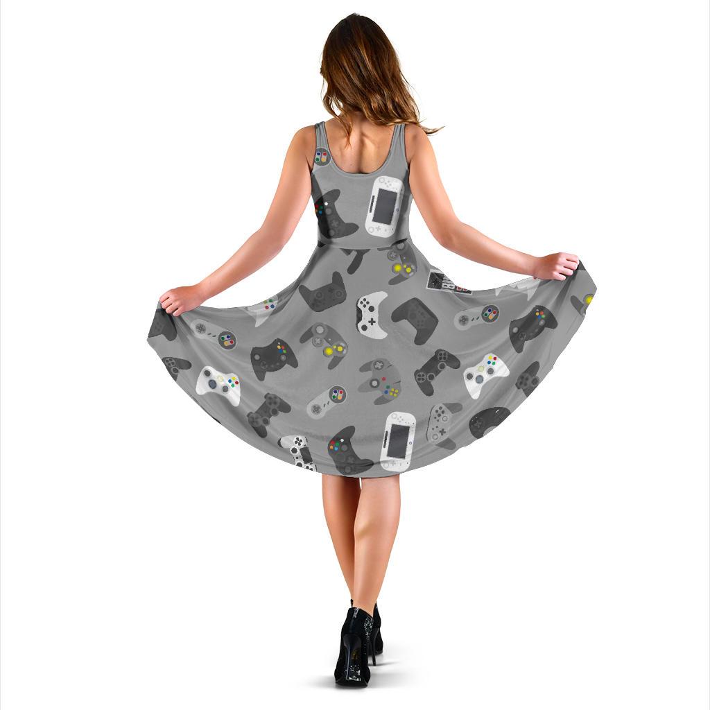 Gaming Joystick Print Pattern Dress-grizzshop