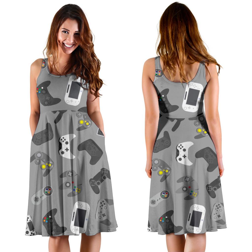 Gaming Joystick Print Pattern Dress-grizzshop