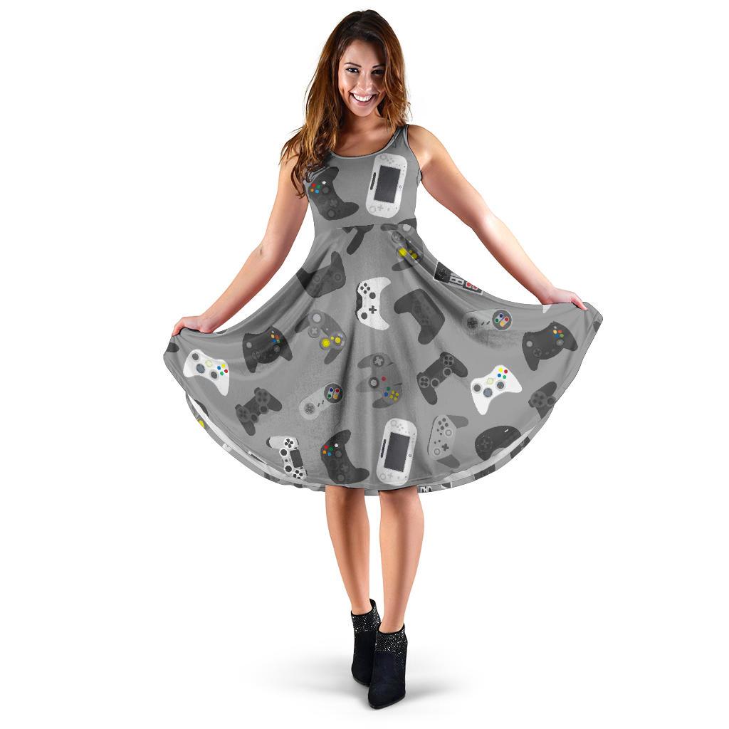 Gaming Joystick Print Pattern Dress-grizzshop