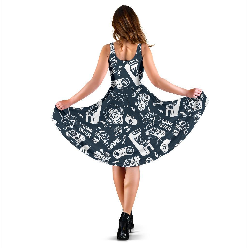 Gaming Pattern Print Dress-grizzshop
